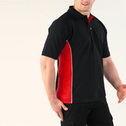 EGL Coesfeld Men's Contrast Panel Polo Shirt Men's Polo Shirt Image Black Red S