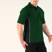 EGL Coesfeld Men's Contrast Panel Polo Shirt Men's Polo Shirt Image Bottle Green Black S