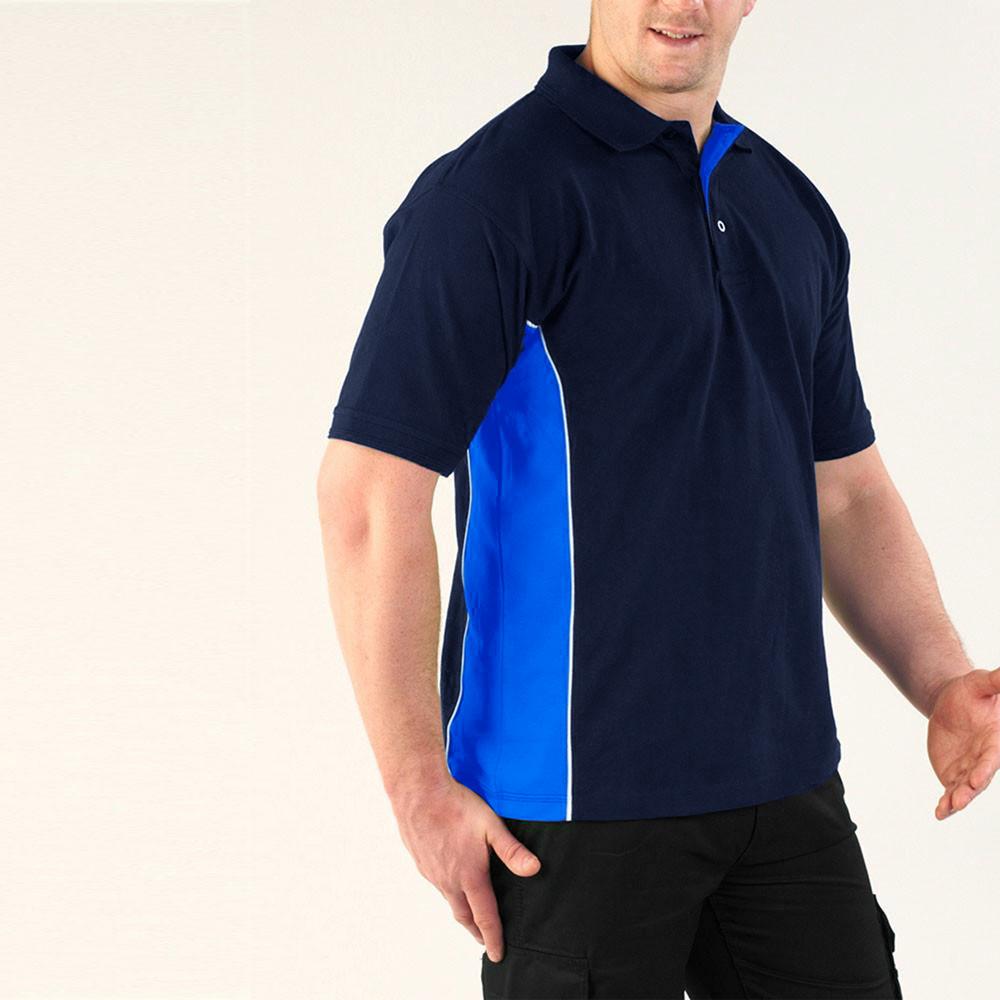 EGL Coesfeld Men's Contrast Panel Polo Shirt Men's Polo Shirt Image Navy Royal S