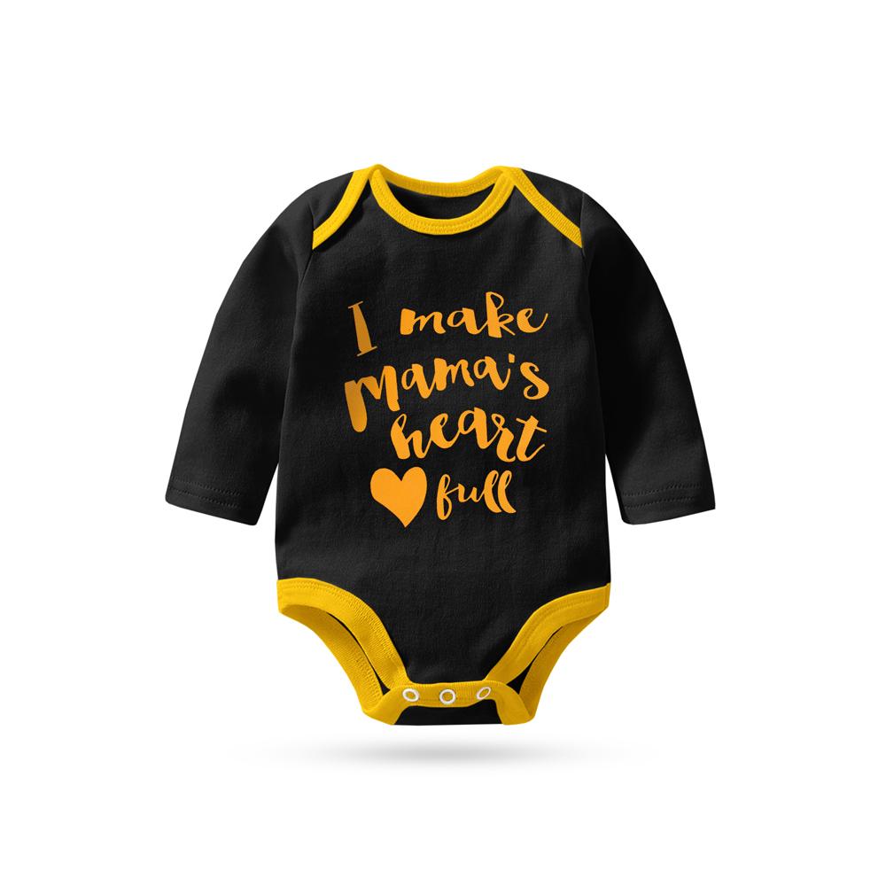 Polo Republica Make Mama's Heart Pique Long Sleeve Baby Romper Babywear Polo Republica Black Yellow 0-3 Months
