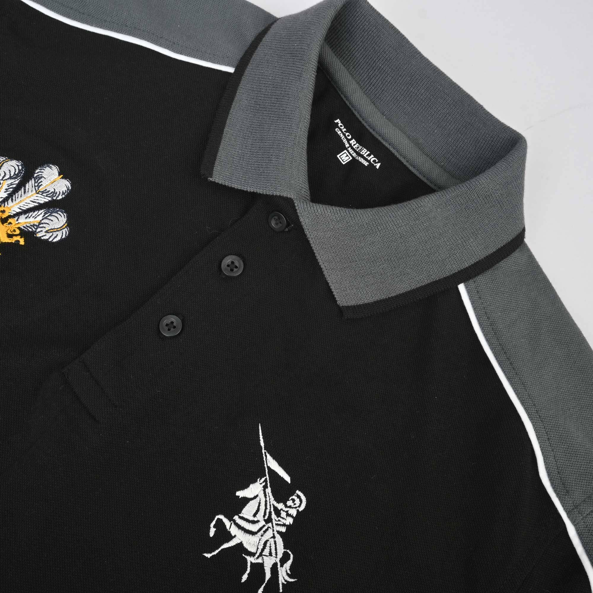 Polo Republica Men's Horse & Feather 8 Embroidered Contrast Panels Polo Shirt Men's Polo Shirt Polo Republica 
