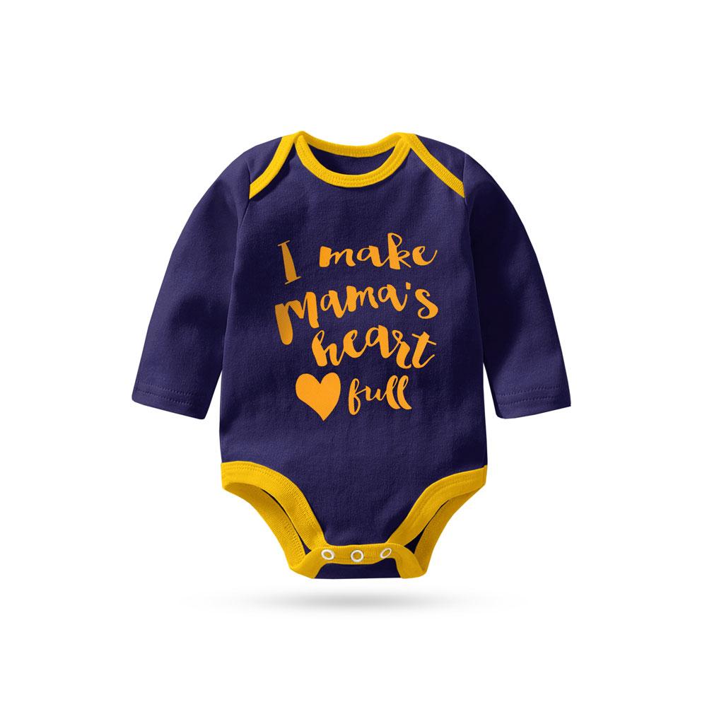 Polo Republica Make Mama's Heart Pique Long Sleeve Baby Romper Babywear Polo Republica Navy Yellow 0-3 Months
