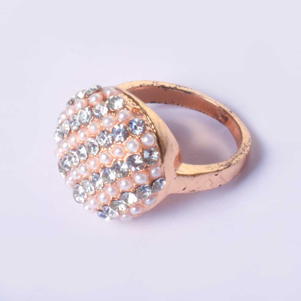 ARM Women's Gemisphere Zirconia Studded Ring Jewellery ABM Round Golden 17