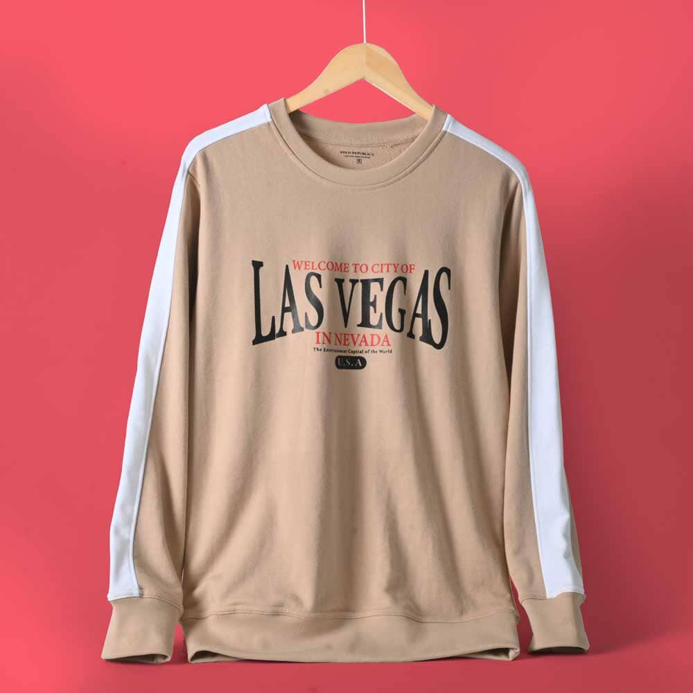 Polo Republica Men's Las Vegas Printed Minor Fault Terry Sweat Shirt Minor Fault Polo Republica Skin & White XS 