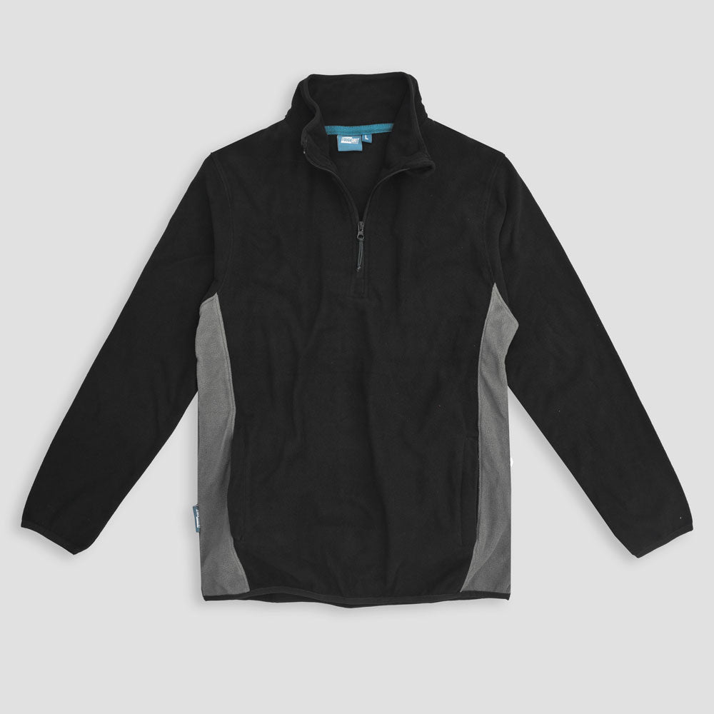 Tough Grit Contrast Panel Quarter Zipper Minor Fault Fleece Sweat Shirt Minor Fault Image Black XS 