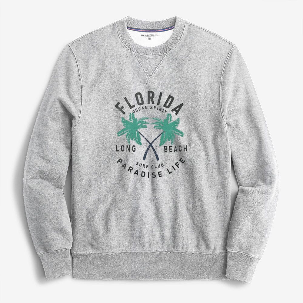 Polo Republica Men's Florida Printed Minor Fault Fleece Sweat Shirt Minor Fault Polo Republica Heather Grey S 