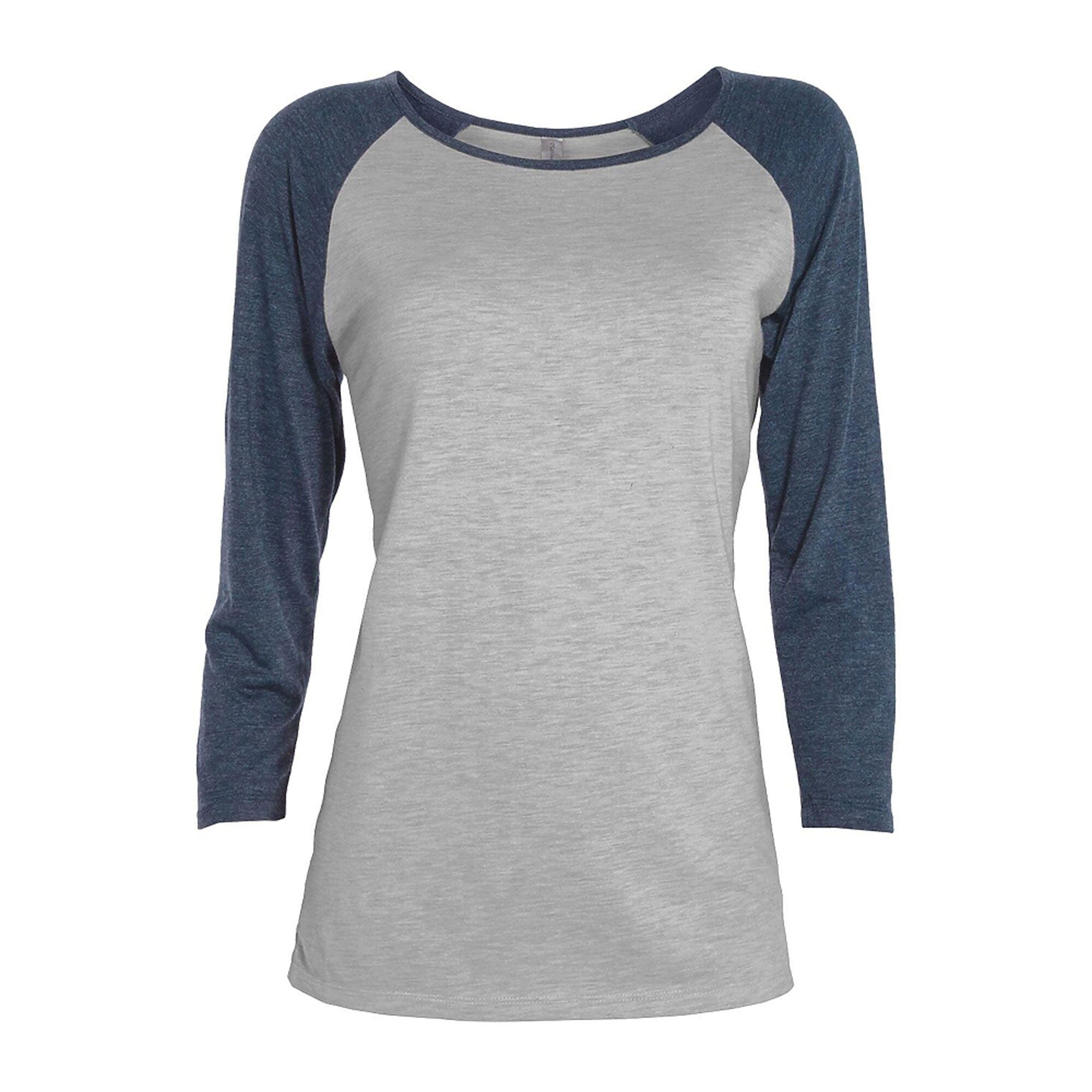 Platinum Women's Contrast Sleeves Minor Fault Summer Tee Shirt Minor Fault IST Grey & Jeans Marl S 