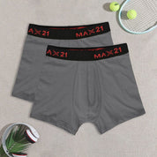 Max 21 Men's Stretch Jersey Boxer Shorts - Pack Of 2 Men's Underwear SZK Slate Grey L 