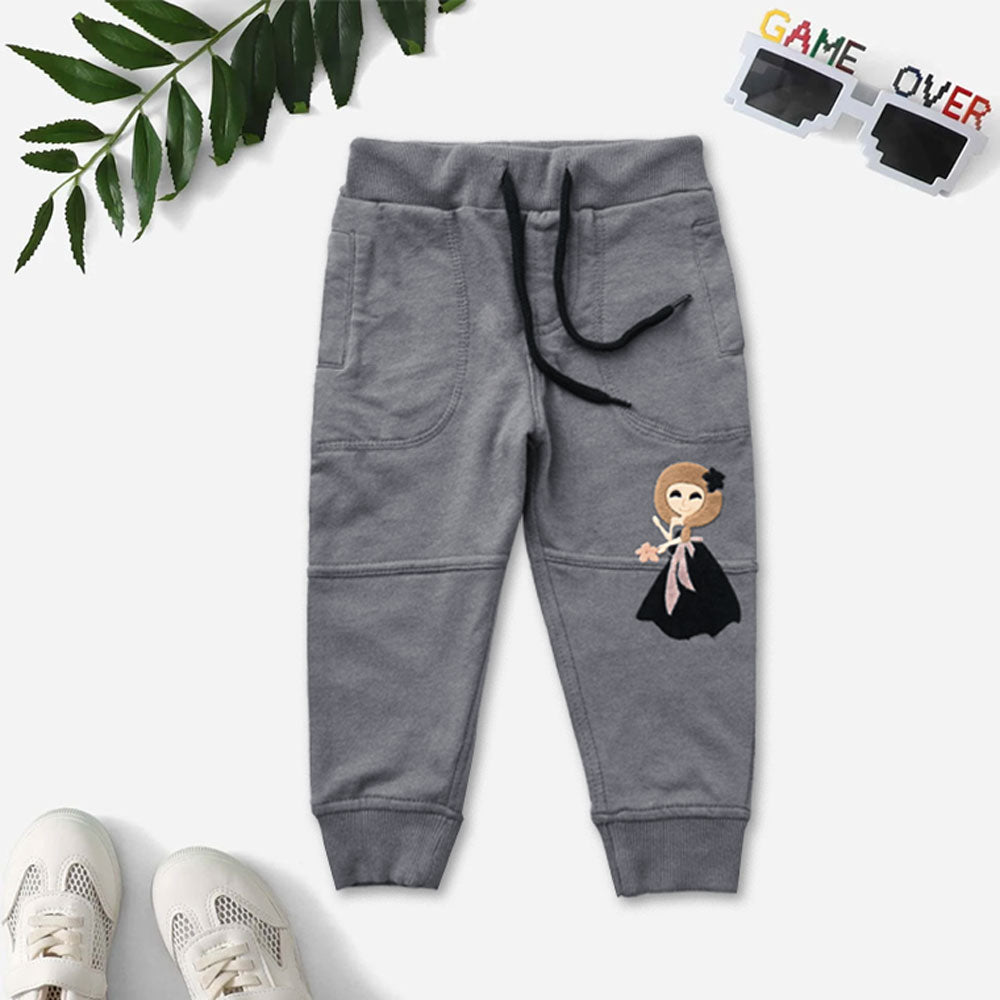 Kid's Princess Doll Design Terry Jogger Pants Boy's Trousers Haider Traders Graphite 2 Years 