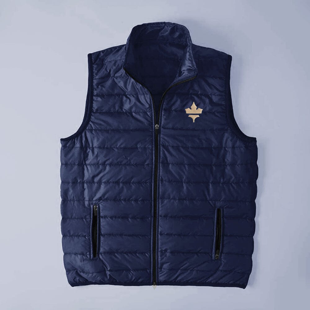 Men's Maple Leaf Embroidered Body Warmer Gilet Men's Gilet IBT Navy S 