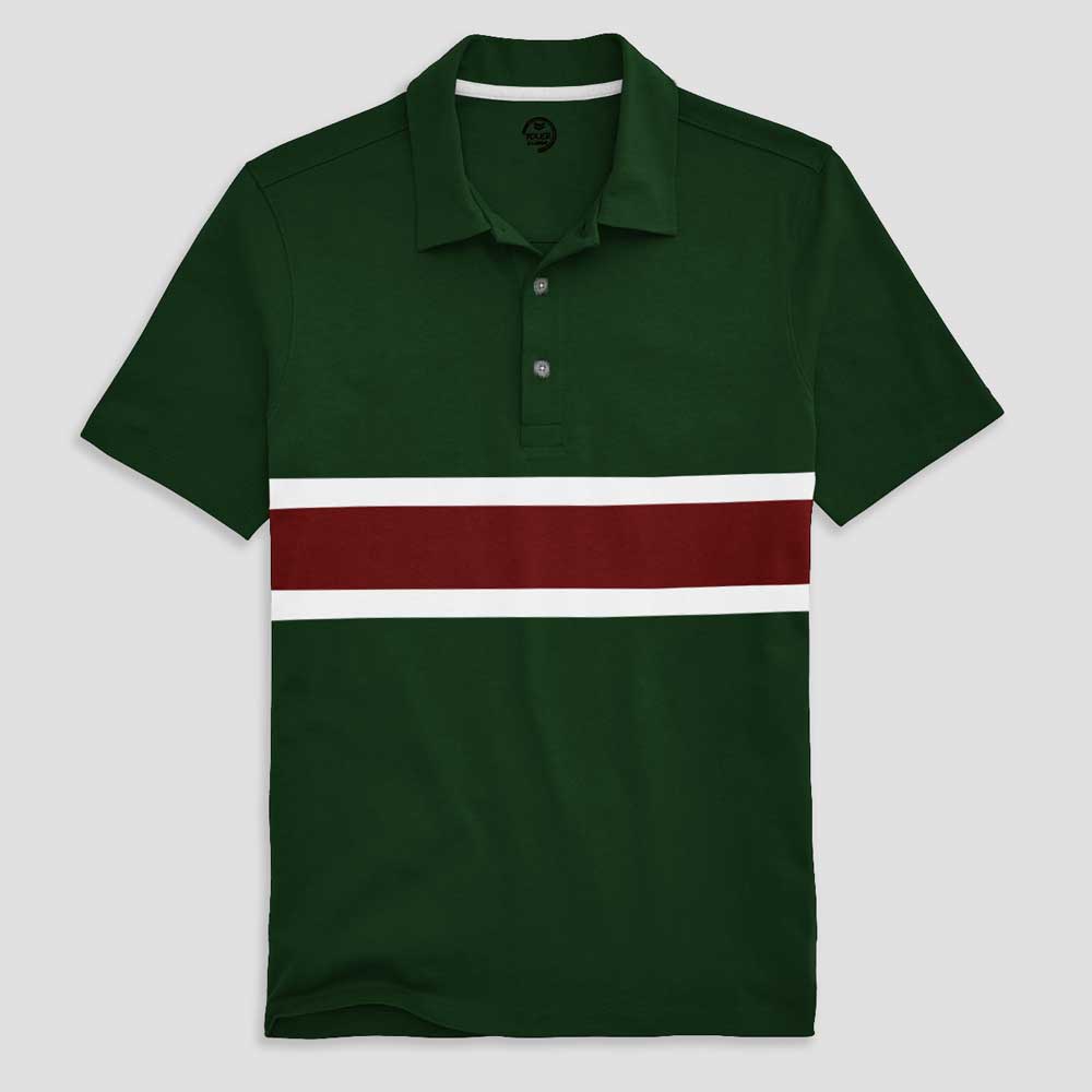 Poler Men's Marseille Contrast Polo Shirt Men's Polo Shirt IBT Green & Maroon S 