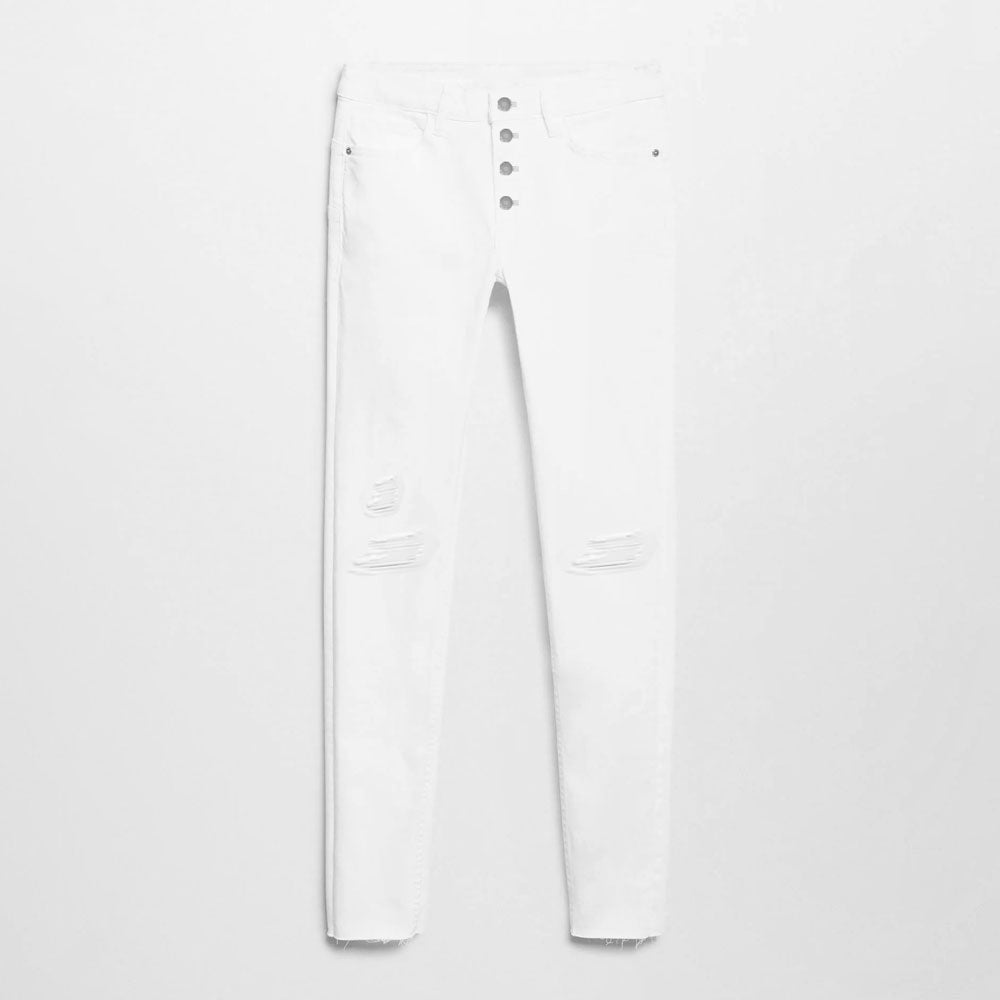 Old Navy Women's Leiden Skinny Fit Distressed Denim Women's Denim HAS Apparel White 24 26