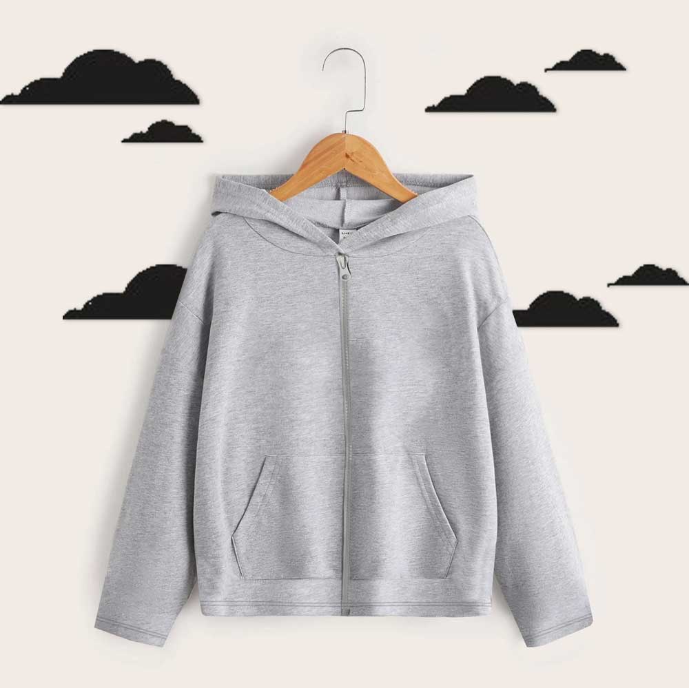 Safina Kids Leicester Fleece Zipper Hoodie Boy's Pullover Hoodie Image Heather Grey 6 Years 