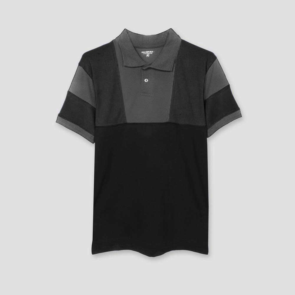 Polo Republica Men's Memphis Contrast Panel Polo Shirt Men's Polo Shirt Polo Republica Black & Graphite S 
