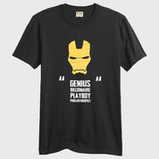 RichMan Genius Billionaire Playboy Printed Tee Shirt Men's Tee Shirt ASE Black & Mustard S 