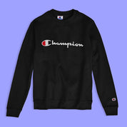 Champion Men's Logo Printed Crew Neck Fleece Sweat Shirt Men's Sweat Shirt Fiza Black XS 