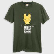 RichMan Iron Man Tony Stark Printed Tee Shirt Men's Tee Shirt ASE Dark Olive & Yellow S 