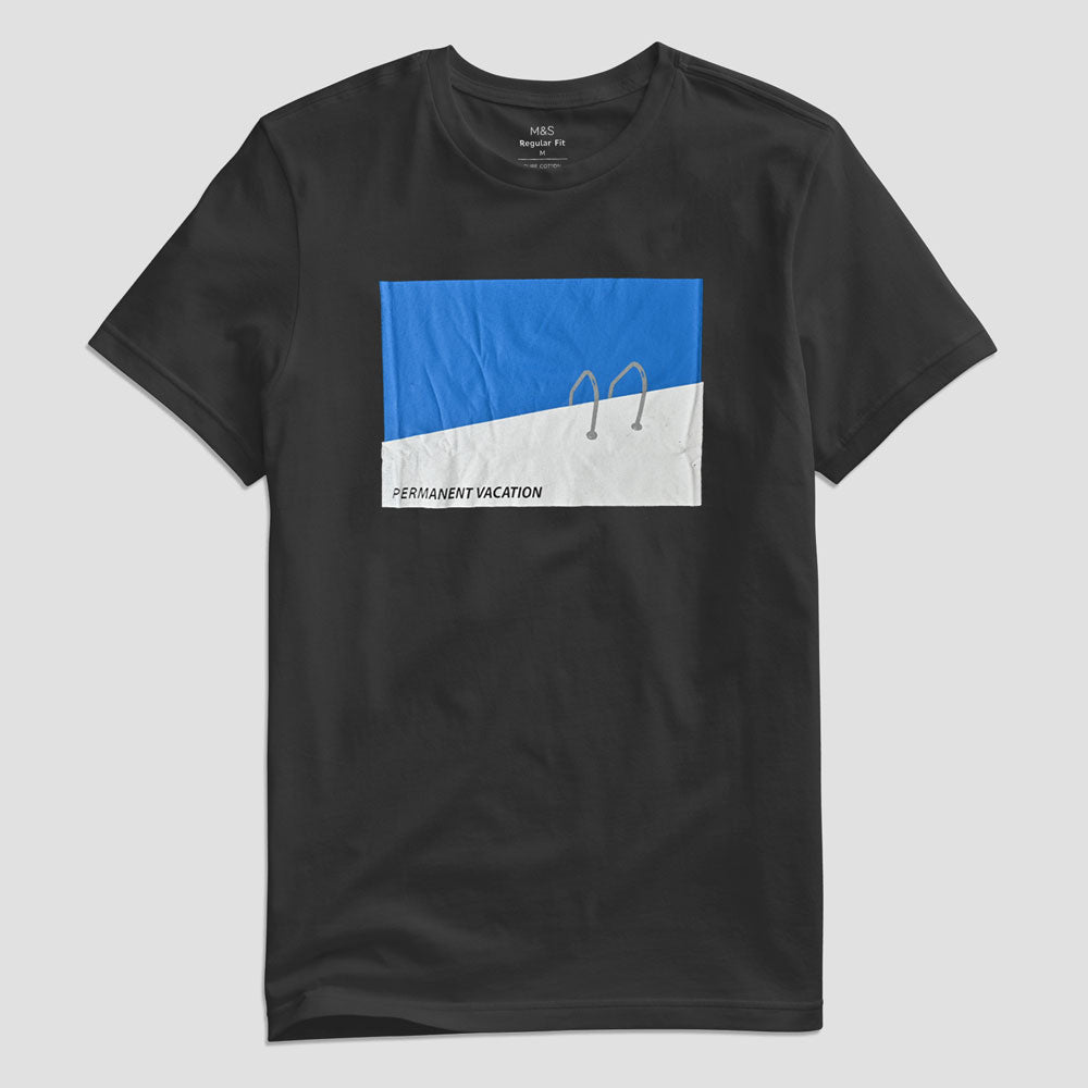 M&C Men's Permanent Vacation Printed Crew Neck Tee Shirt Men's Tee Shirt FTC Dark Grey S 