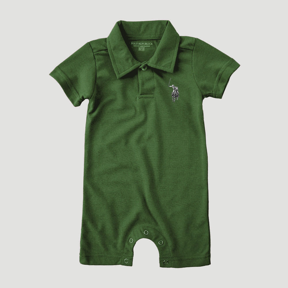 Polo Republica Nakon Signature Pony Printed Design Baby Romper Romper Polo Republica Olive Green 0-3 Months 