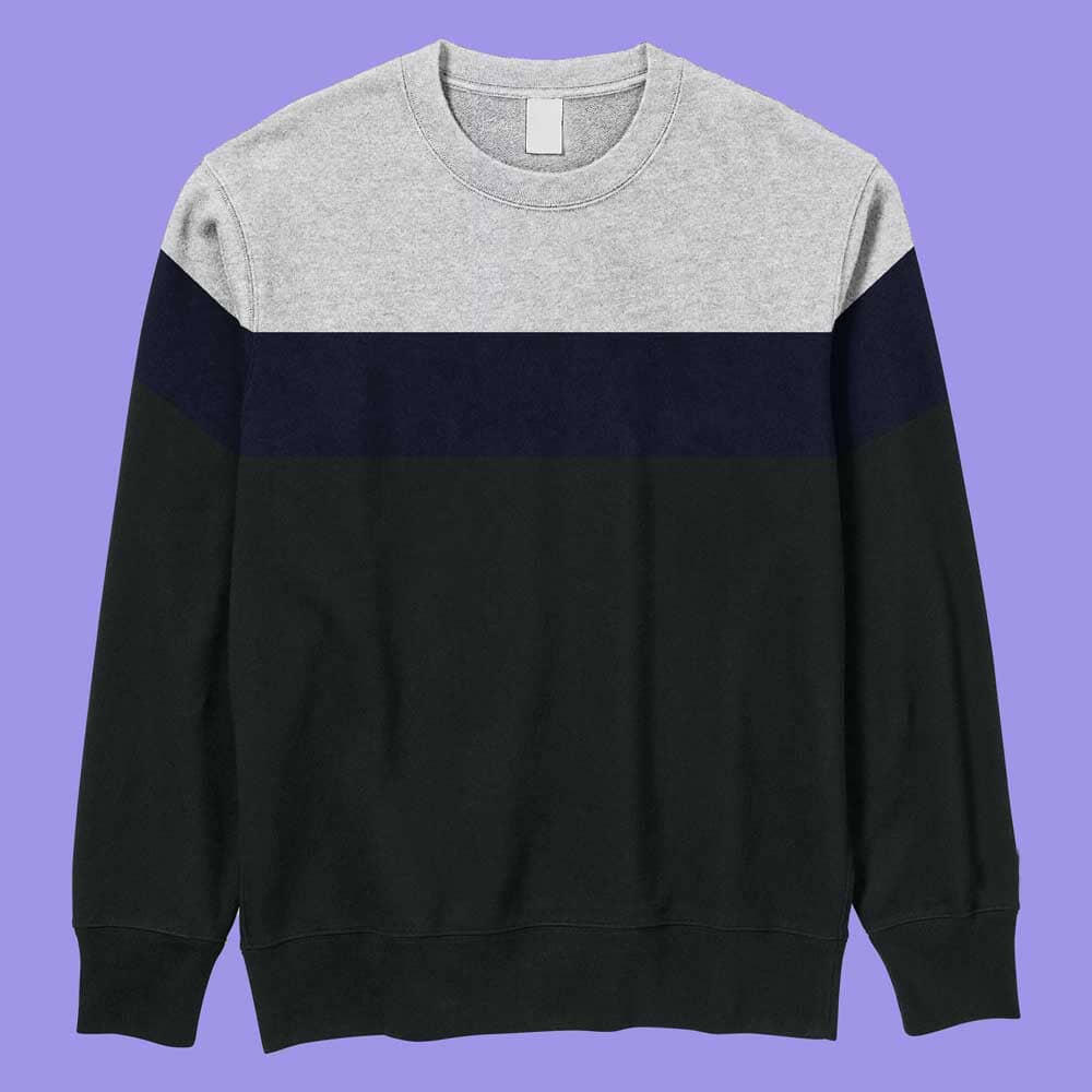 Men's Fontem Panel Design Long Sleeve Fleece Sweat Shirt Men's Sweat Shirt IBT Grey & Olive S 