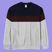 Men's Fontem Panel Design Long Sleeve Fleece Sweat Shirt Men's Sweat Shirt IBT Navy & Grey S 