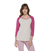 Platinum Women's Contrast Sleeves Minor Fault Summer Tee Shirt Minor Fault IST Grey & Magenta S 