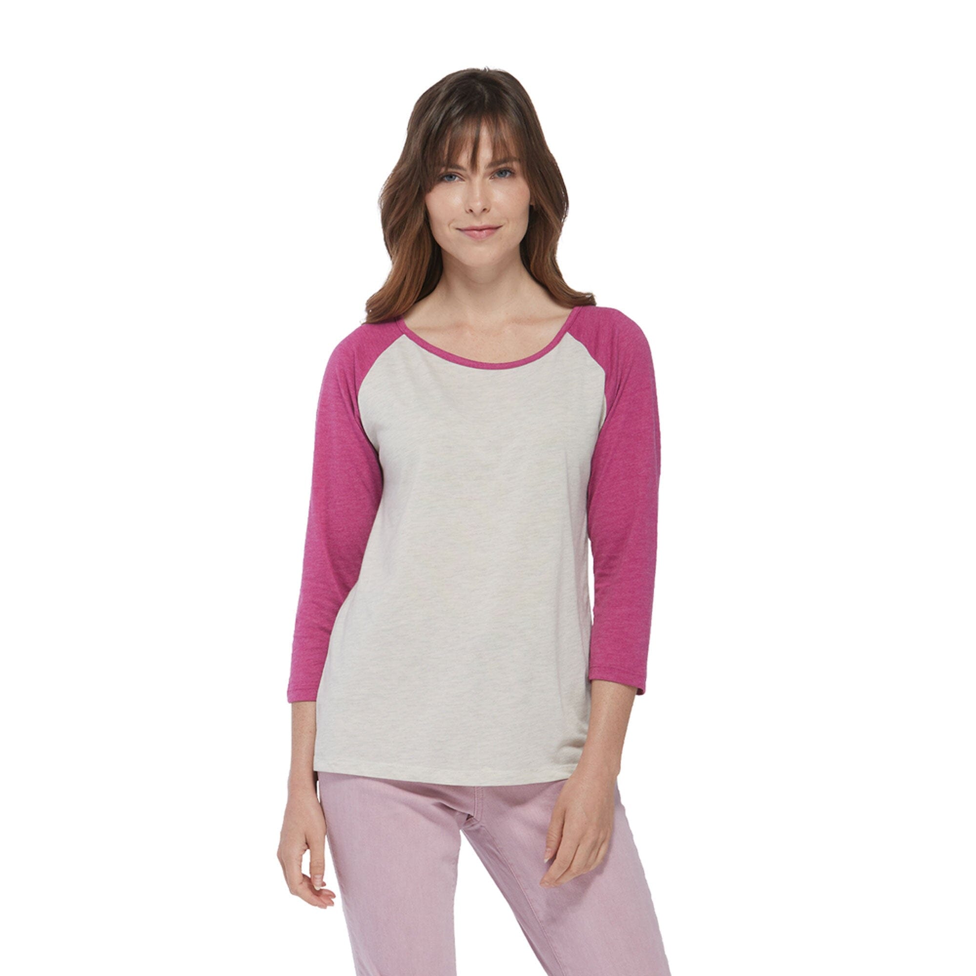 Platinum Women's Contrast Sleeves Minor Fault Summer Tee Shirt Minor Fault IST Grey & Magenta S 