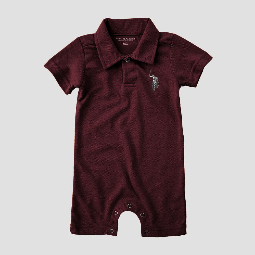 Polo Republica Nakon Signature Pony Printed Design Baby Romper Romper Polo Republica Maroon 0-3 Months 