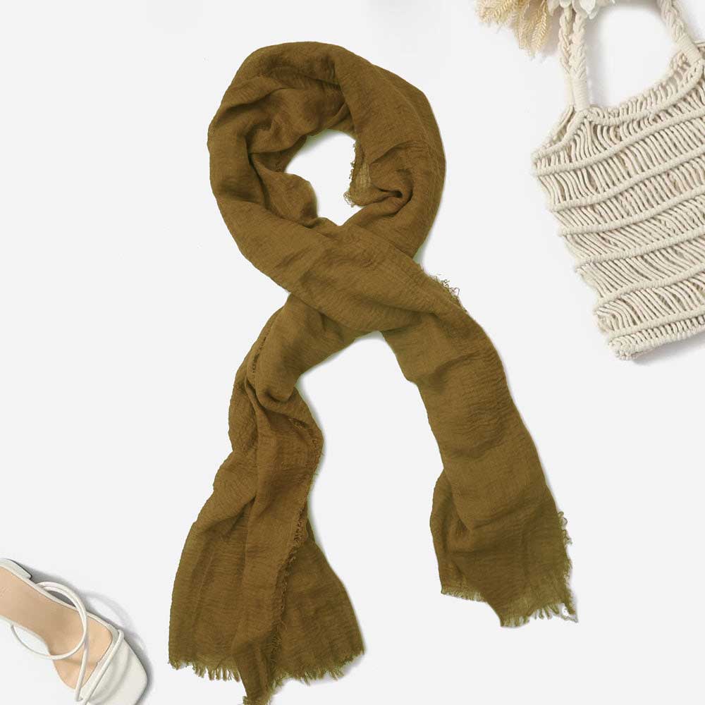 Women's High Quality Crimps Scarf Hijab Women's Shawl De Artistic Mustard 