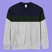 Men's Fontem Panel Design Long Sleeve Fleece Sweat Shirt Men's Sweat Shirt IBT Navy & Olive S 