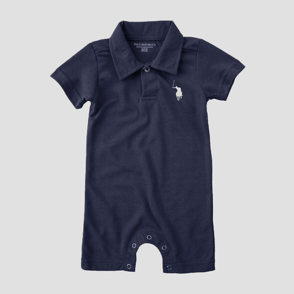 Polo Republica Nakon Signature Pony Printed Design Baby Romper Romper Polo Republica Light Navy 0-3 Months 