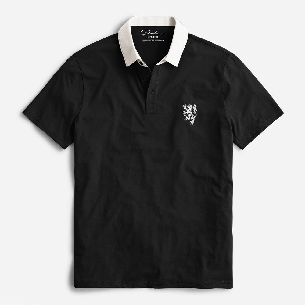 Poler Men's Megara Lion Embroidered Short Sleeve Polo Shirt Men's Polo Shirt IBT Black S 