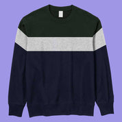 Men's Fontem Panel Design Long Sleeve Fleece Sweat Shirt Men's Sweat Shirt IBT Olive & Navy S 