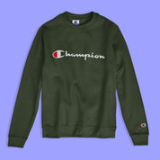Champion Men's Logo Printed Crew Neck Fleece Sweat Shirt Men's Sweat Shirt Fiza Olive XS 