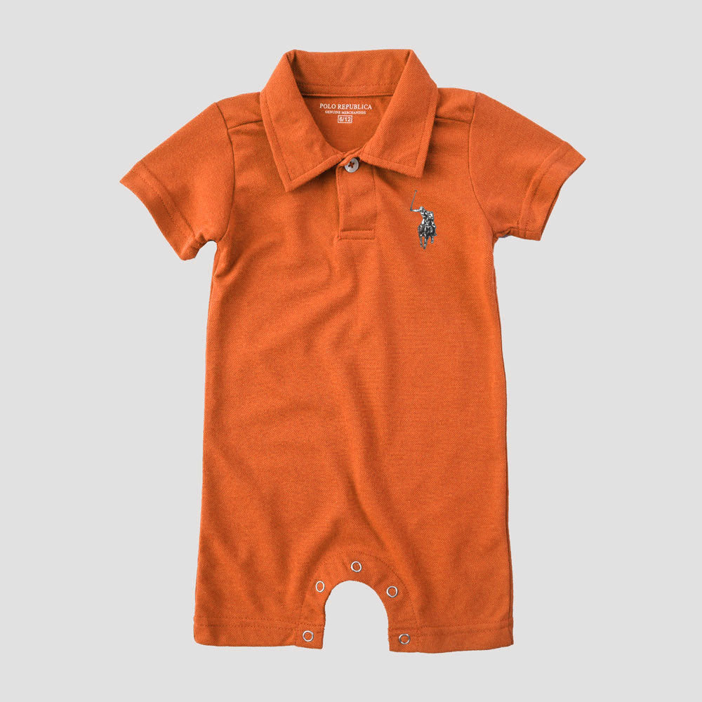Polo Republica Nakon Signature Pony Printed Design Baby Romper Romper Polo Republica Orange 0-3 Months 