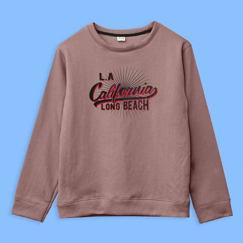 Richman Men's Long Beach California Printed Fleece Sweat Shirt Men's Sweat Shirt ASE Light Plum S 