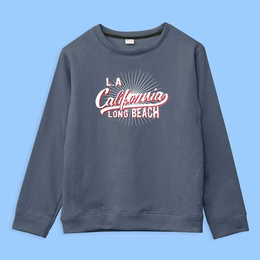 Richman Men's Long Beach California Printed Fleece Sweat Shirt Men's Sweat Shirt ASE Powder Blue S 