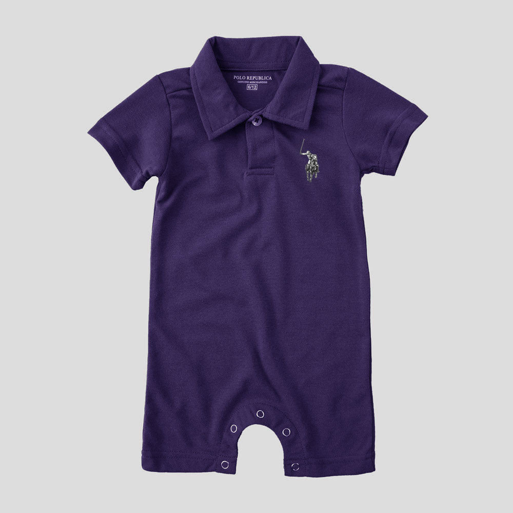 Polo Republica Nakon Signature Pony Printed Design Baby Romper Romper Polo Republica Purple 0-3 Months 