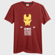 RichMan Genius Billionaire Playboy Printed Tee Shirt Men's Tee Shirt ASE Red & Mustard S 