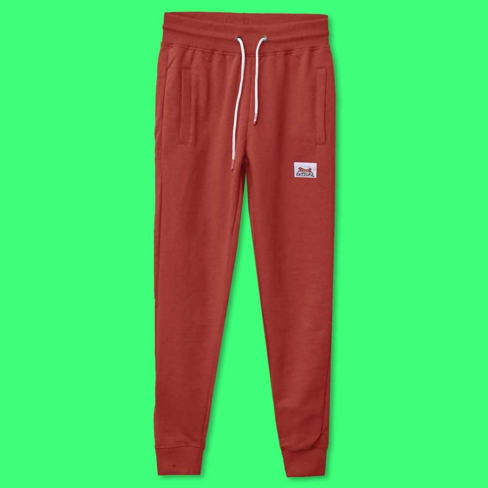 Le Tiger Men's Logo Printed Jogger Pants Men's Trousers Xclusive Fashion Red XS 