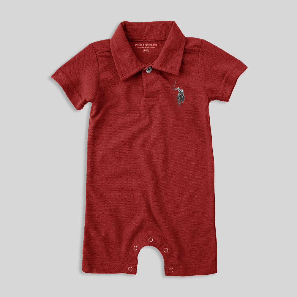 Polo Republica Nakon Signature Pony Printed Design Baby Romper Romper Polo Republica Red 0-3 Months 