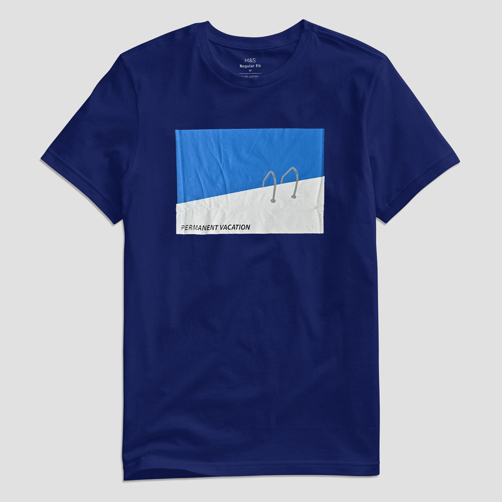 M&C Men's Permanent Vacation Printed Crew Neck Tee Shirt Men's Tee Shirt FTC Royal S 
