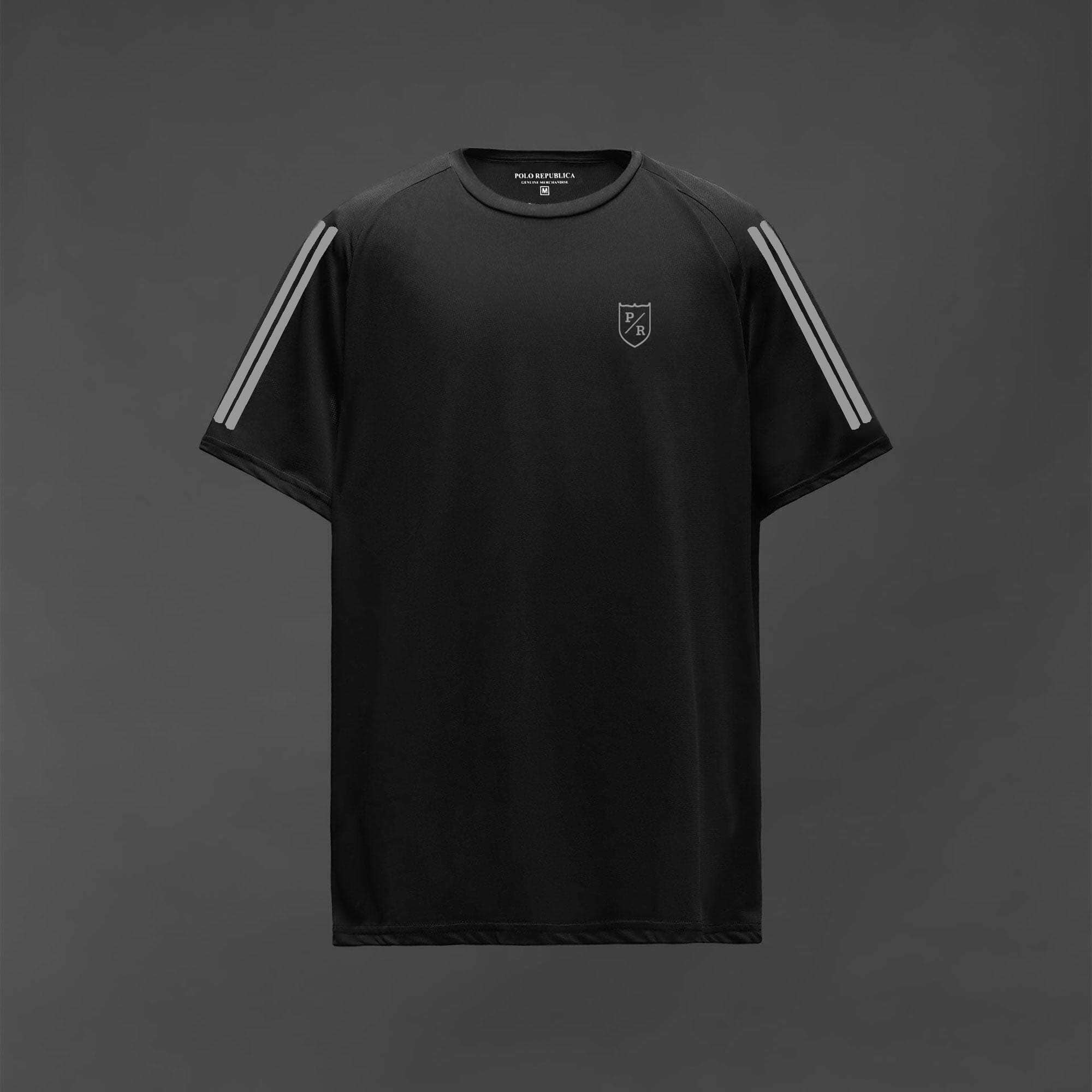 Polo Republica Men's PR & Shoulder Stripes Printed Activewear Tee Shirt Men's Tee Shirt Polo Republica 