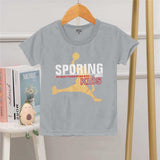 Kid's Sporing Printed Crew Neck Tee Shirt