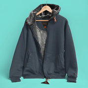 Axinite Men's Sherpa Fleece Minor Fault Zipper Hoodie Minor Fault Image Slate Grey Fur XS 