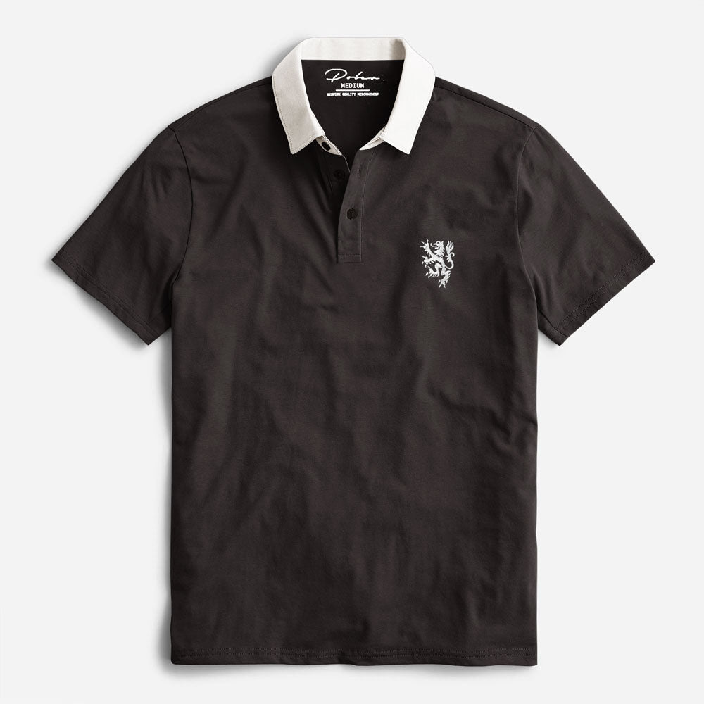 Poler Men's Megara Lion Embroidered Short Sleeve Polo Shirt Men's Polo Shirt IBT Brown S 
