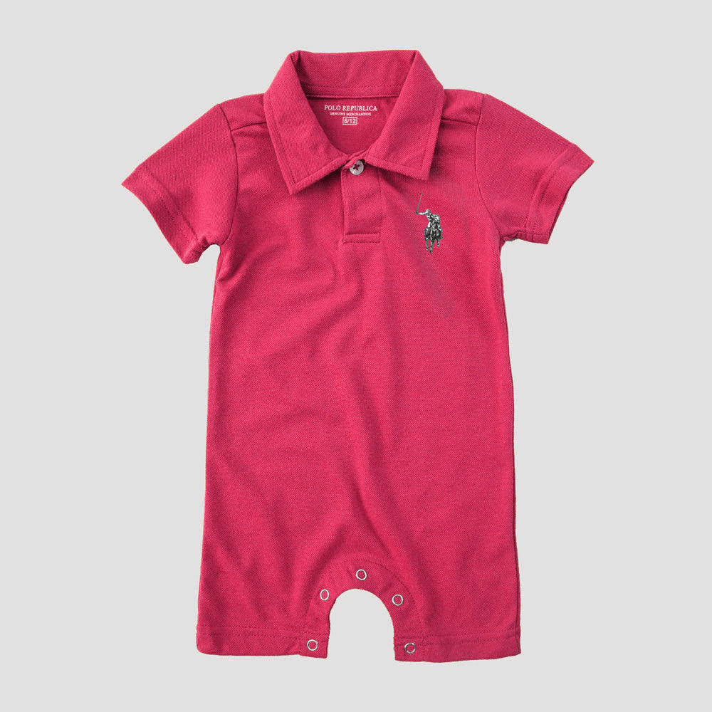 Polo Republica Nakon Signature Pony Printed Design Baby Romper Romper Polo Republica Magenta 0-3 Months 