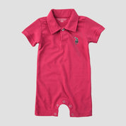 Polo Republica Nakon Signature Pony Printed Design Baby Romper Romper Polo Republica Magenta 0-3 Months 