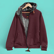 Axinite Men's Sherpa Fleece Minor Fault Zipper Hoodie Minor Fault Image Maroon Fur XS 